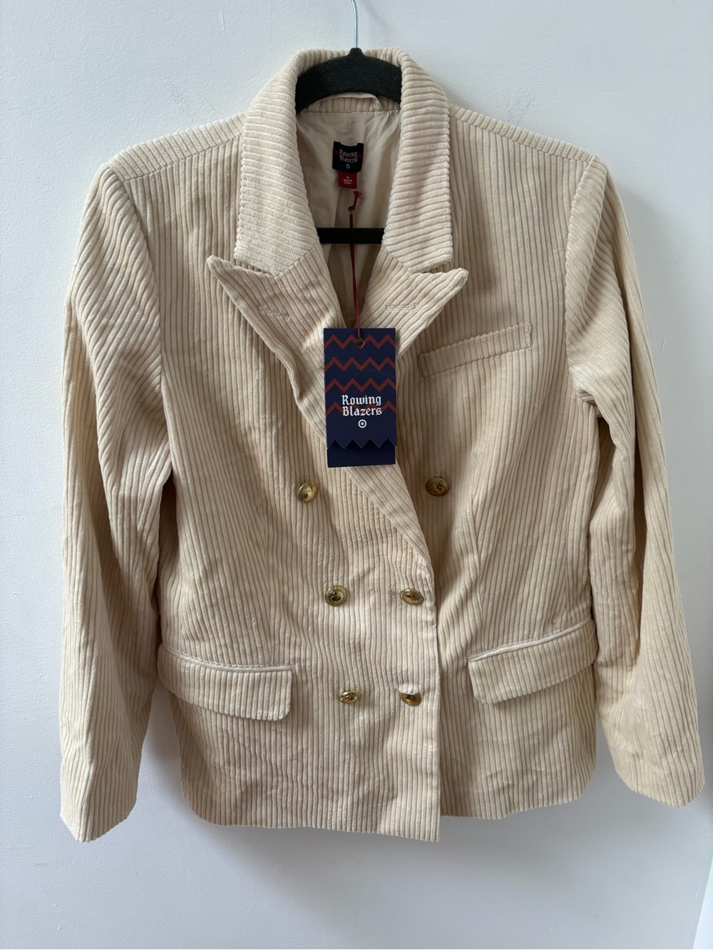 NWT Rowing Blazers x  Women's Cream Double-Breasted Corduroy Blazer